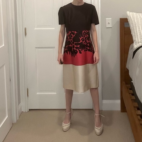 ***SOLD*** Prada Silk Colorblock Floral Dress - Picture 5 of 7